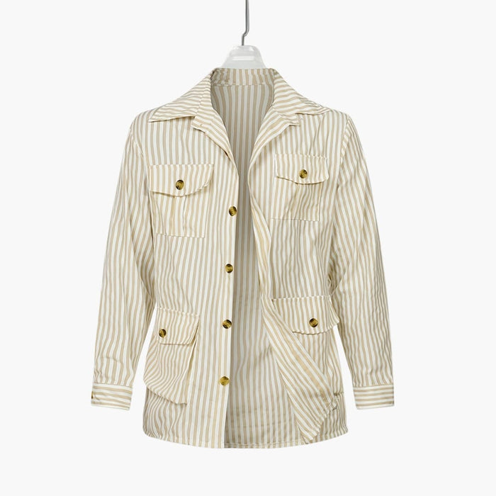 Manteau rayé pour homme avec col classique et fermeture boutonnée