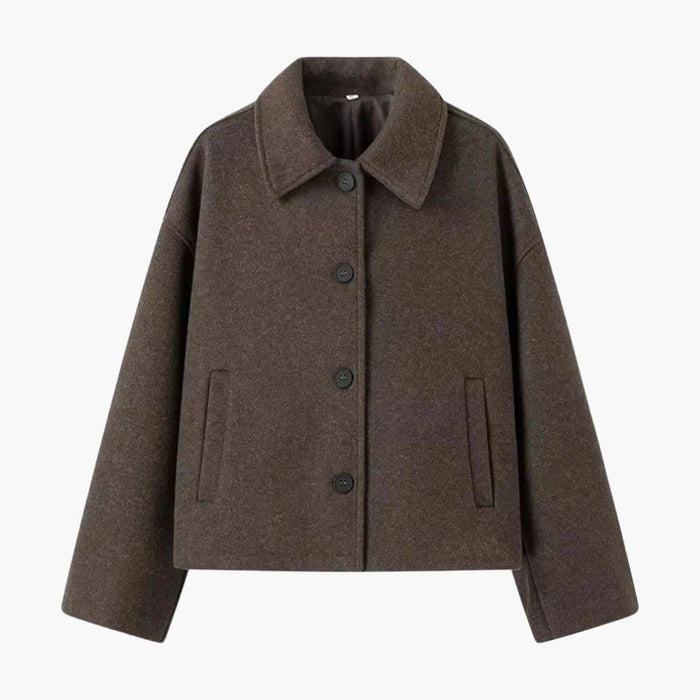 Cappotto da donna abbottonato con collo a camicia
