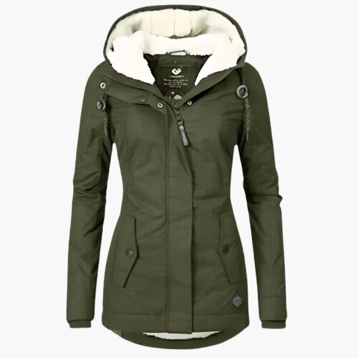 Damen-Wintermantel mit Kapuze und vollständigem Innenfutter