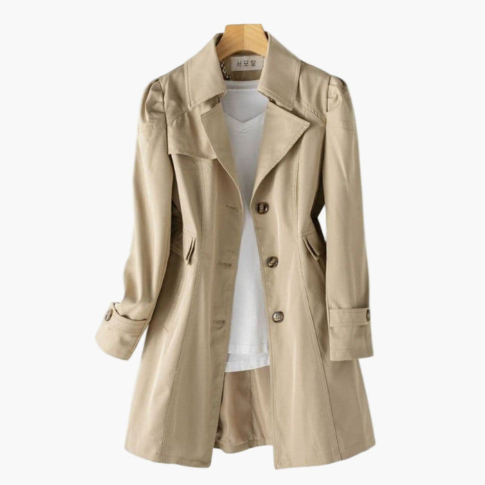 Cappotto da donna di media lunghezza con colletto con revers