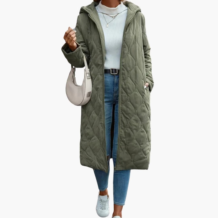 Manteau matelassé pour femme avec capuche et manches longues