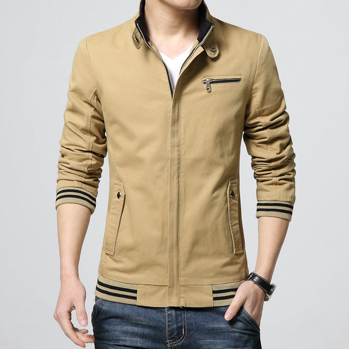 Herren-Harringtonjacke mit Stehkragen und Rippbündchen