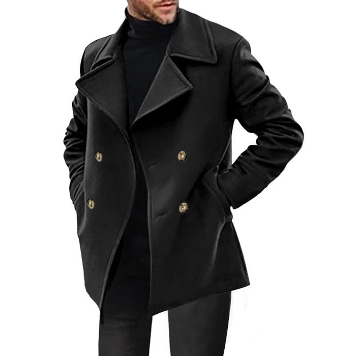 Caban pour homme croisé à revers crantés