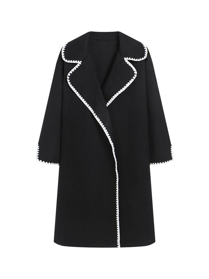 Women's Oversized Longline Coat with Wide Lapels