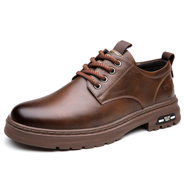 Chaussures à lacets pour homme à bout rond et semelle en caoutchouc amortissante