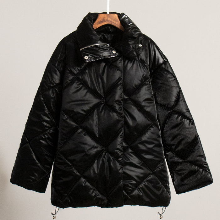 Damen-Steppjacke mit hohem Kragen und Reißverschluss