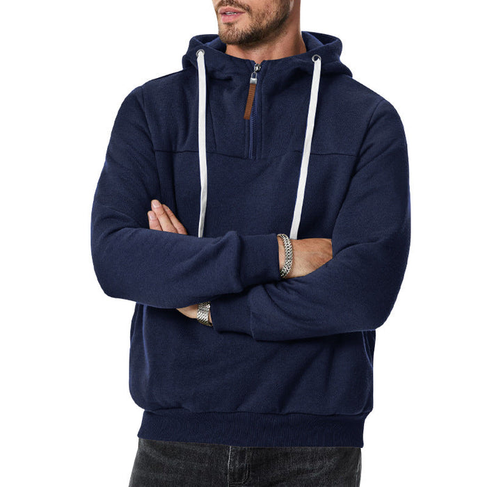 Sudadera con capucha para hombre, forro, cierre de cremallera y puños de canalé