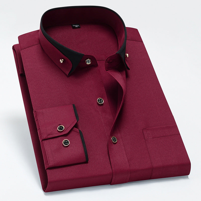 Herre Strygefri Langærmet Skjorte med Button-Down Krave