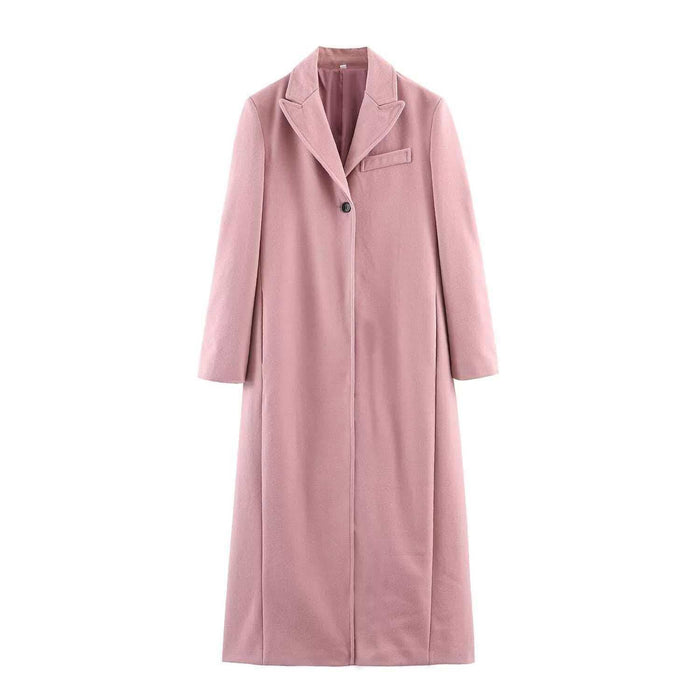 Trench-coat long pour femme avec revers et bouton simple