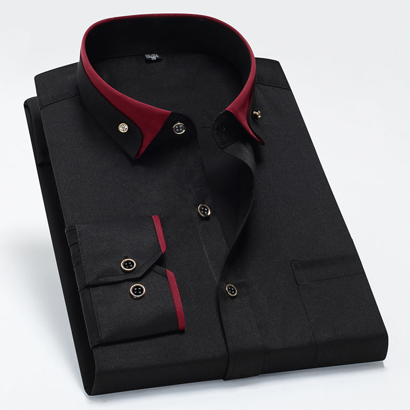 Herre Strygefri Langærmet Skjorte med Button-Down Krave