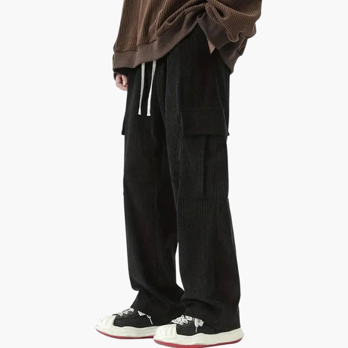 Pantaloni cargo da uomo in velluto a coste dalla vestibilità ampia