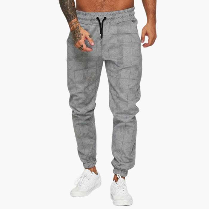 Pantaloni da jogging da uomo con motivo a quadri e vita elasticizzata
