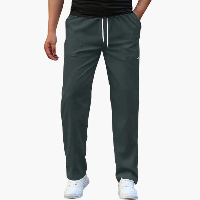 Legere gerade geschnittene Herrenhose mit elastischem Bund und Seitentaschen