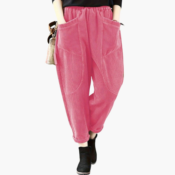 Pantaloni da donna a gamba larga con ampie tasche anteriori