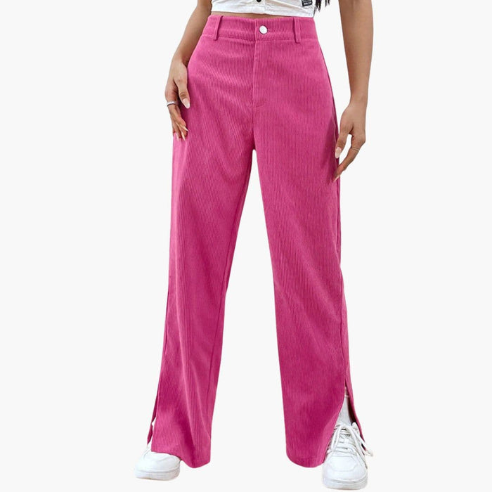 Pantaloni da donna in velluto a coste a gamba larga