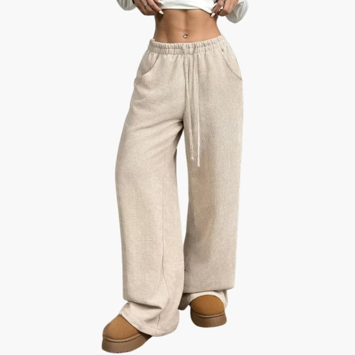 Pantalones de pana de cintura alta para mujer con corte relajado