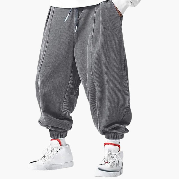 Herren-Jogginghose aus weichem, strukturiertem Cord mit verstellbarem Bund