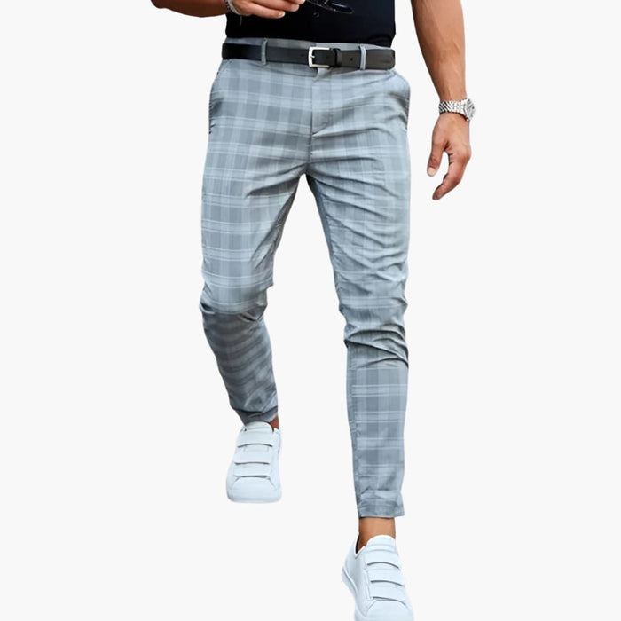 Pantalon ajusté pour homme à motif à carreaux et coupe moderne