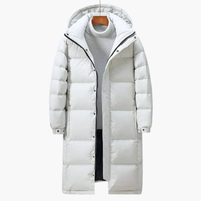 Pitkä miesten parka hupulla