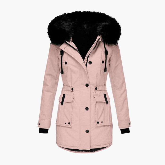 Damenparka mit Kapuze und Kordelzug in der Taille
