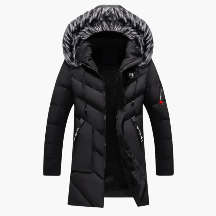 Parkas til menn med hette og glidelåslommer