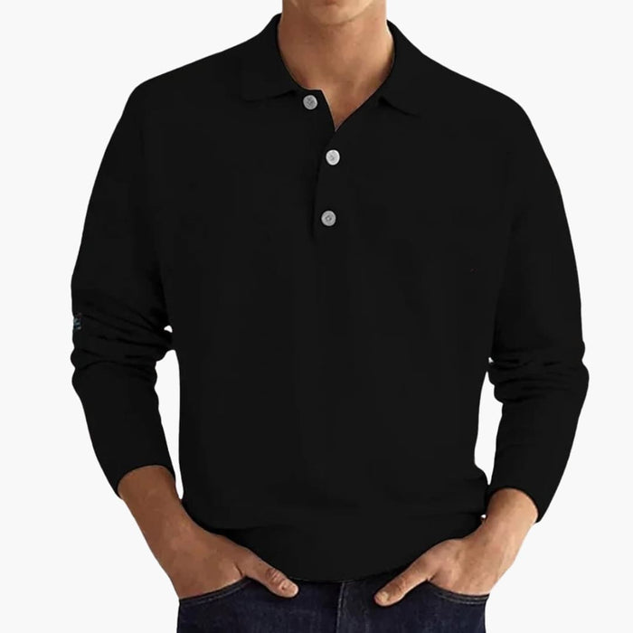 Herren-Poloshirt mit langen Ärmeln und Knopfverschluss