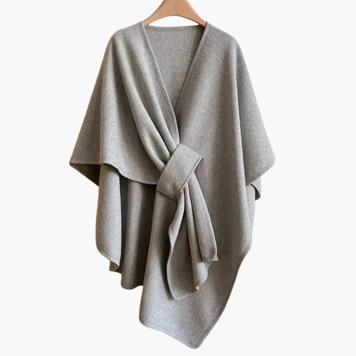 Poncho sjal lang til kvinder i blødt strik med elegant drapering