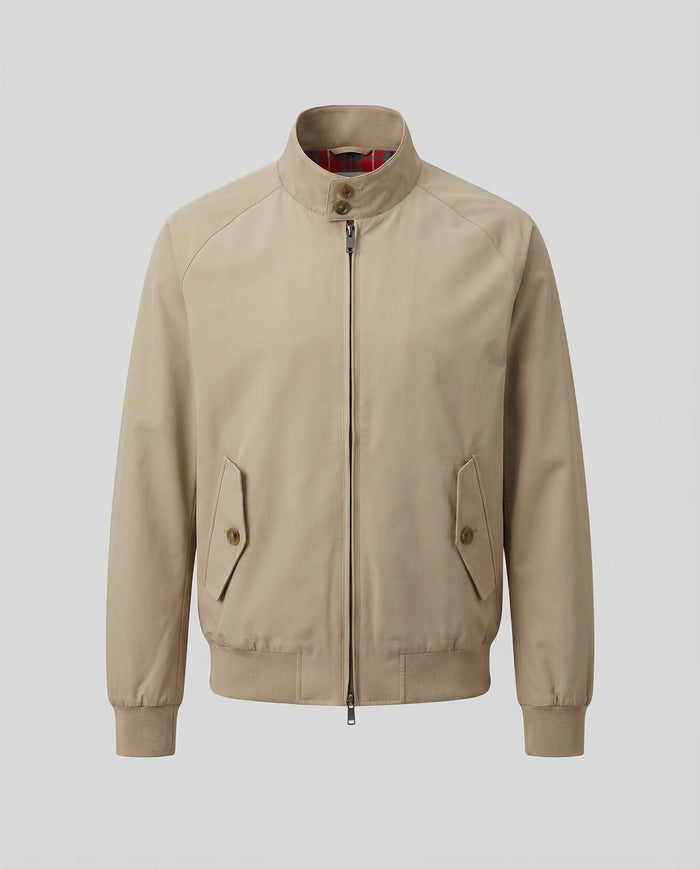 Chaqueta Harrington para hombre con forro de cuadros y cremallera