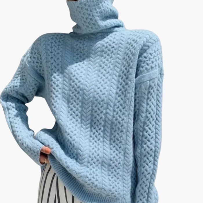 Jersey de punto para mujer con cuello vuelto y borde acanalado