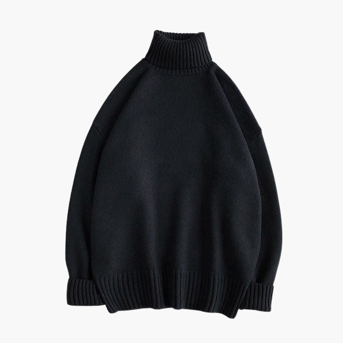 Pull Col Roulé Mand med Ribbet Krave