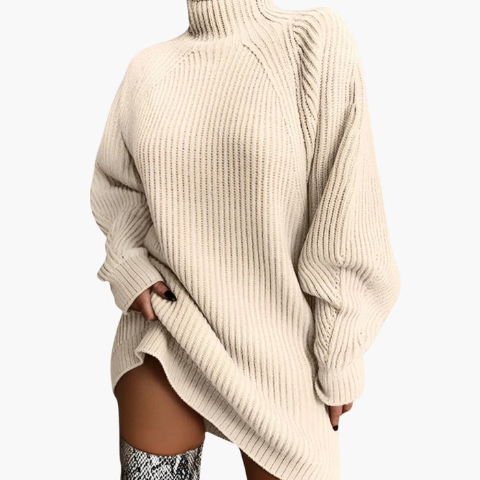Pull oversize à col roulé pour femme avec manches longues