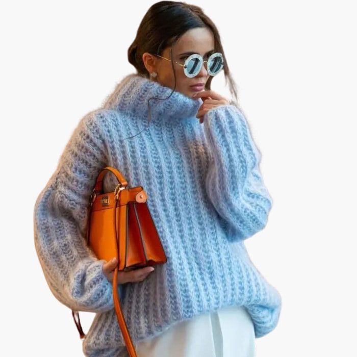 Pull Femme Col Roulé Chunky med Store Ærmer