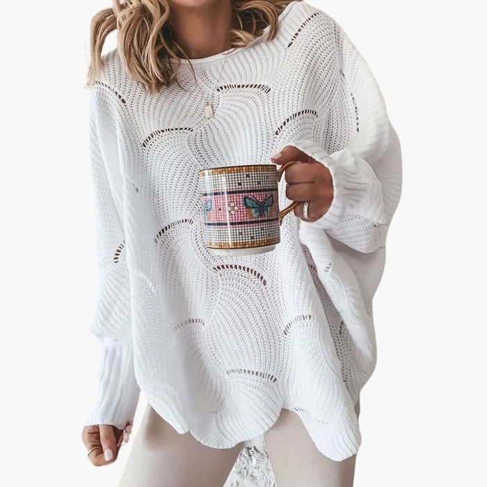 Pull femme oversize en maille à col rond