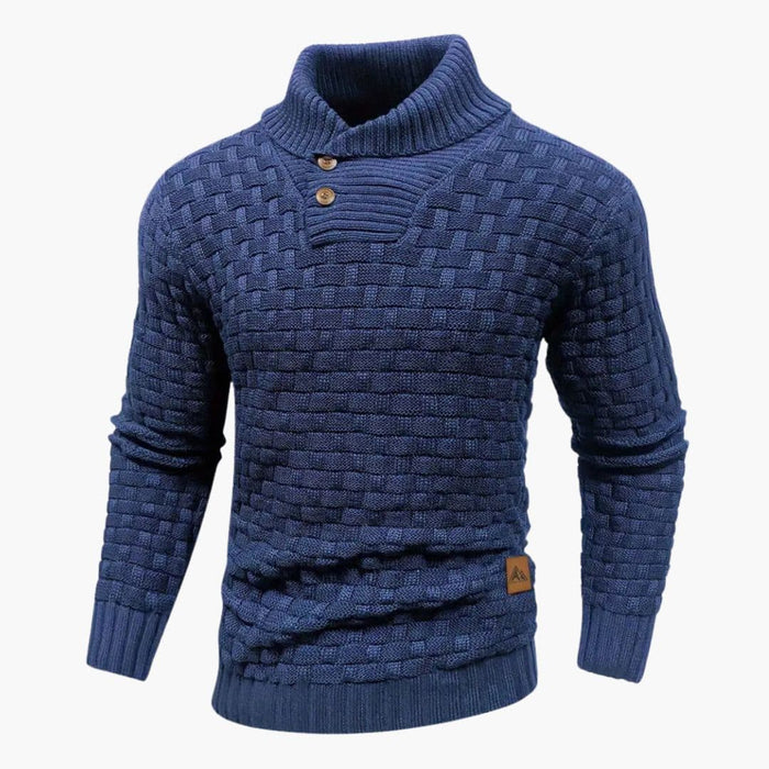 Pull homme à col châle avec motif tressé