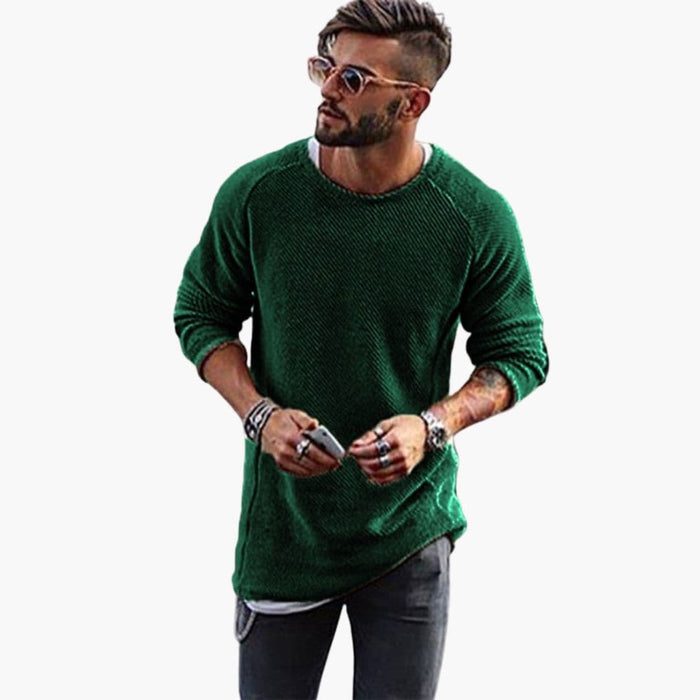 Pullover da uomo in maglia con girocollo e superficie testurizzata
