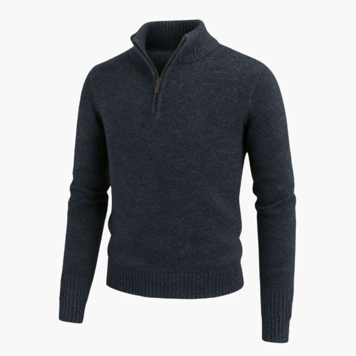 Kapuzenpullover aus Strick für Herren mit halbem Reißverschluss und Rippstrickbündchen