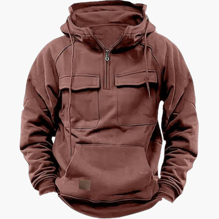 Hoodie für Herren mit halbem Reißverschluss und Vordertaschen