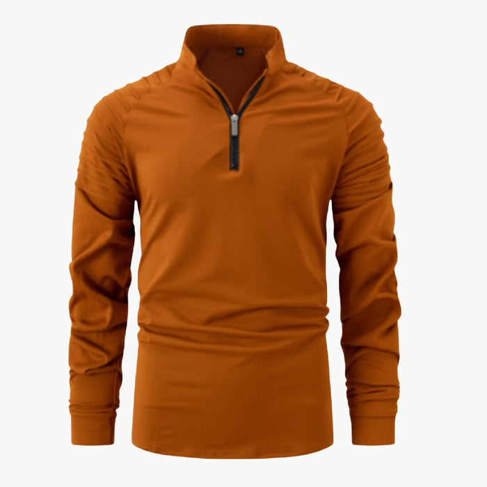 Pull demi-zippé pour homme à manches longues et col montant