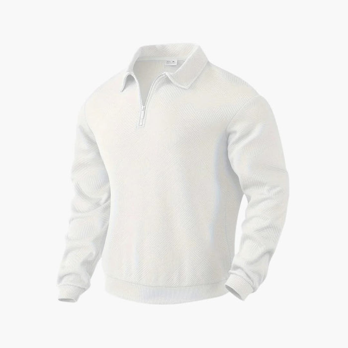 Pull demi-zip pour homme avec col à revers et maille texturée