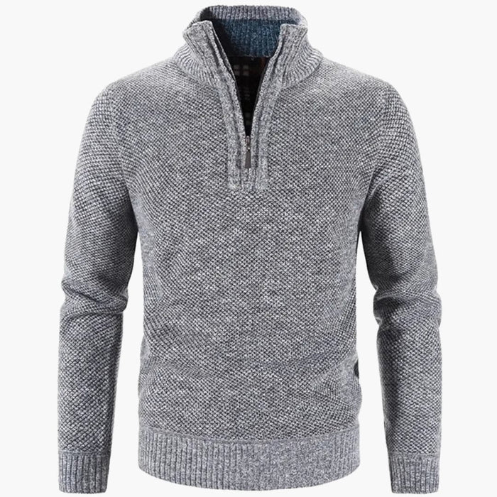 Pull demi-zip pour homme avec col côtelé et maille texturée