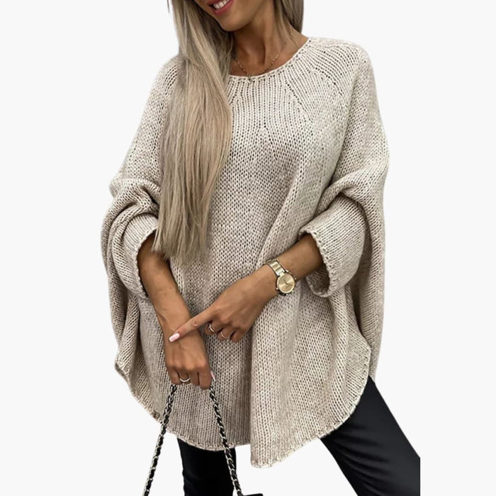 Lockerer Damen-Strickpullover mit Rundhalsausschnitt