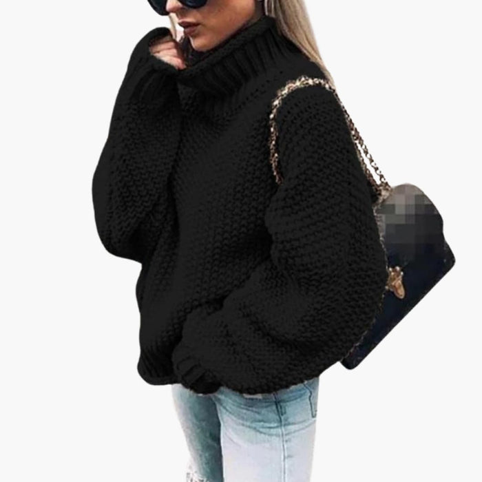 Damenstrickpullover mit Stehkragen und strukturierter Oberfläche