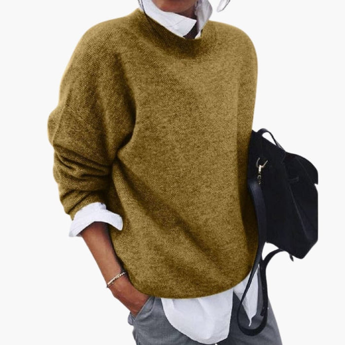 Pull en maille pour femme à col rond et manches longues
