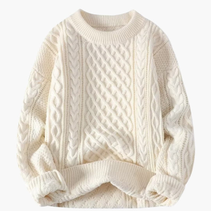 Pull en maille pour femme à col rond avec motif torsadé