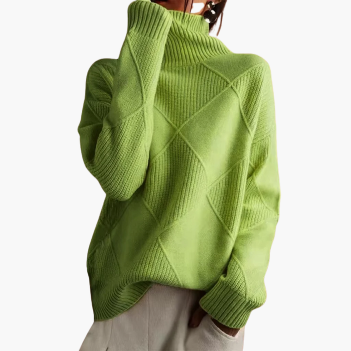 Pull en tricot pour femme, avec col montant et manches longues