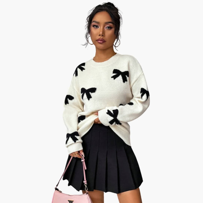 Maglione da donna con motivo a nodi e girocollo