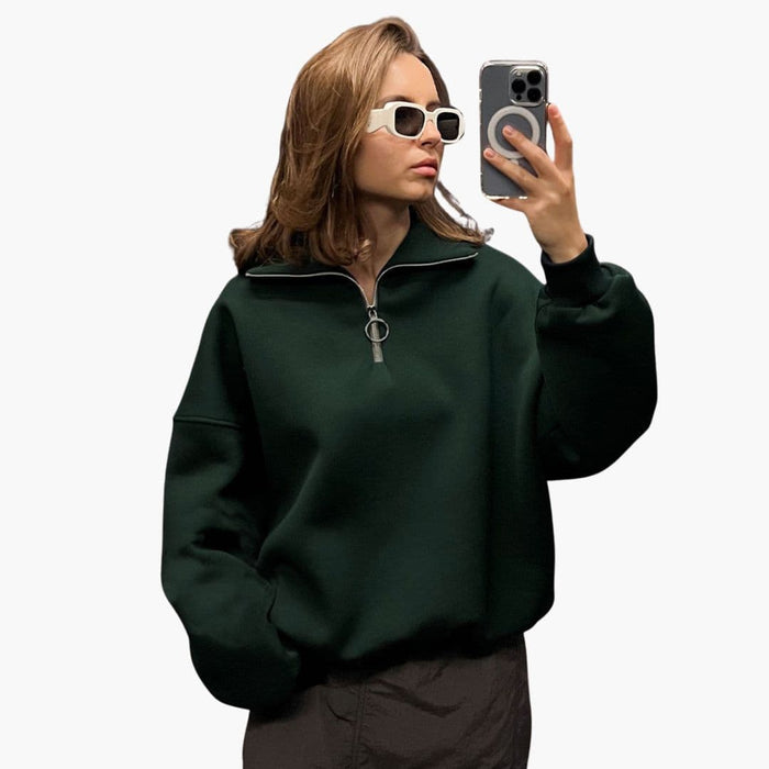 Suéter de mujer con cuello alto y cremallera