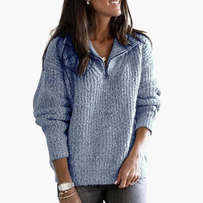 Pullover da donna con mezza zip e maniche lunghe