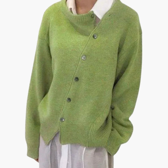 Damenpullover mit asymmetrischem Knopfverschluss
