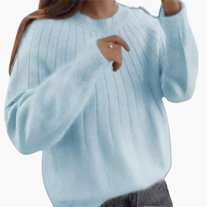 Jersey de punto acanalado para mujer con cuello redondo